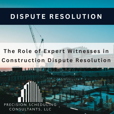 A graphic for a blog post about the role of expert witnesses in construction dispute resolutions